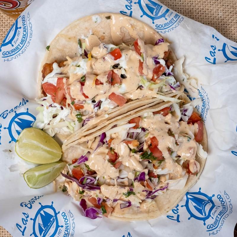 Baja crispy fish tacos with cabbage, pico de gallo and a creamy sauce at Las Barcas, among the dishes the restaurant is best known for.