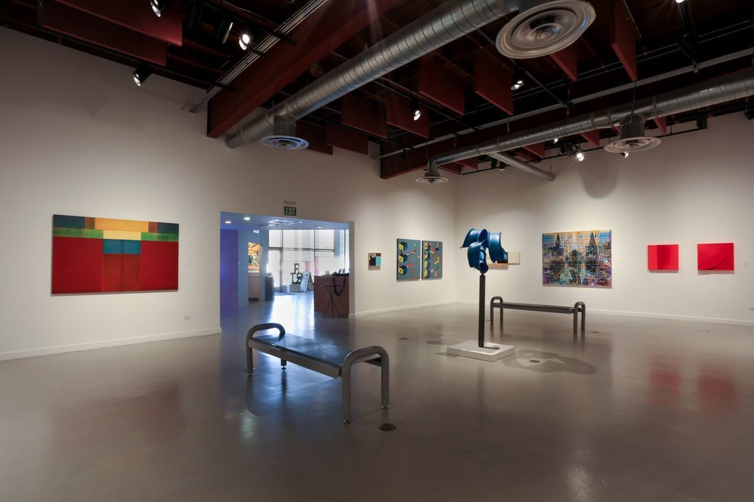 Gallery space at the Huntington Beach Art Center. The show brings together work by Ann Le, Hung Viet Nguyen and Thinh Nguyen.