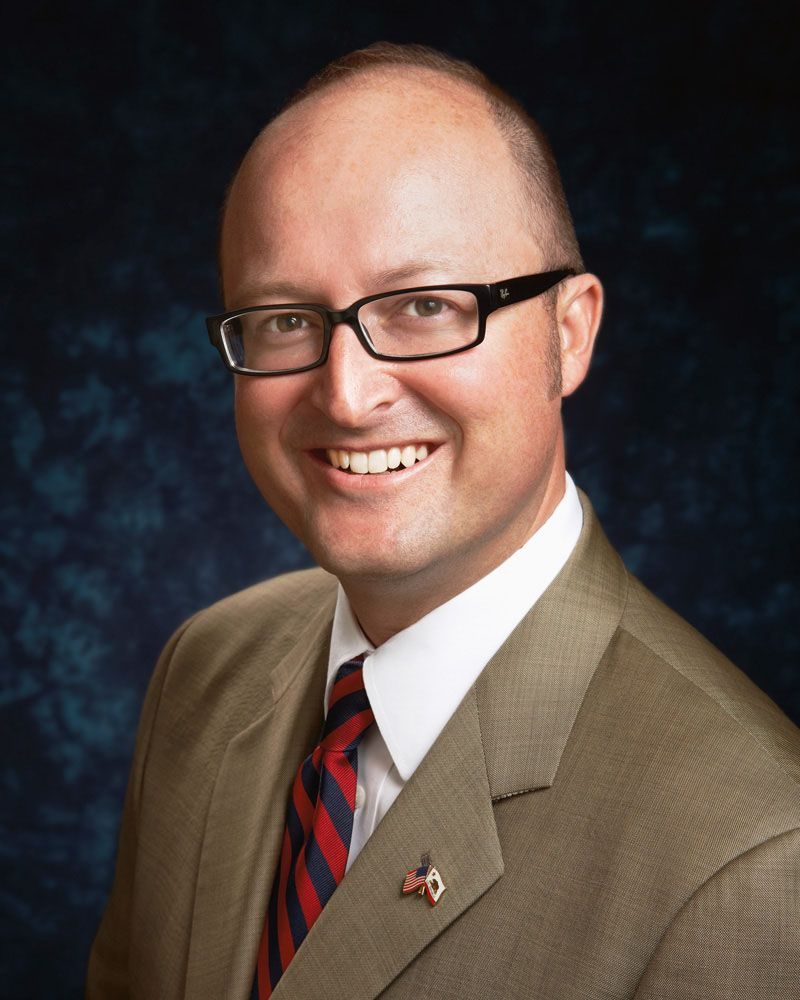 A City Hall portrait of Matthew Harper. Huntington Beach's mayor is selected annually from among the seven council members.